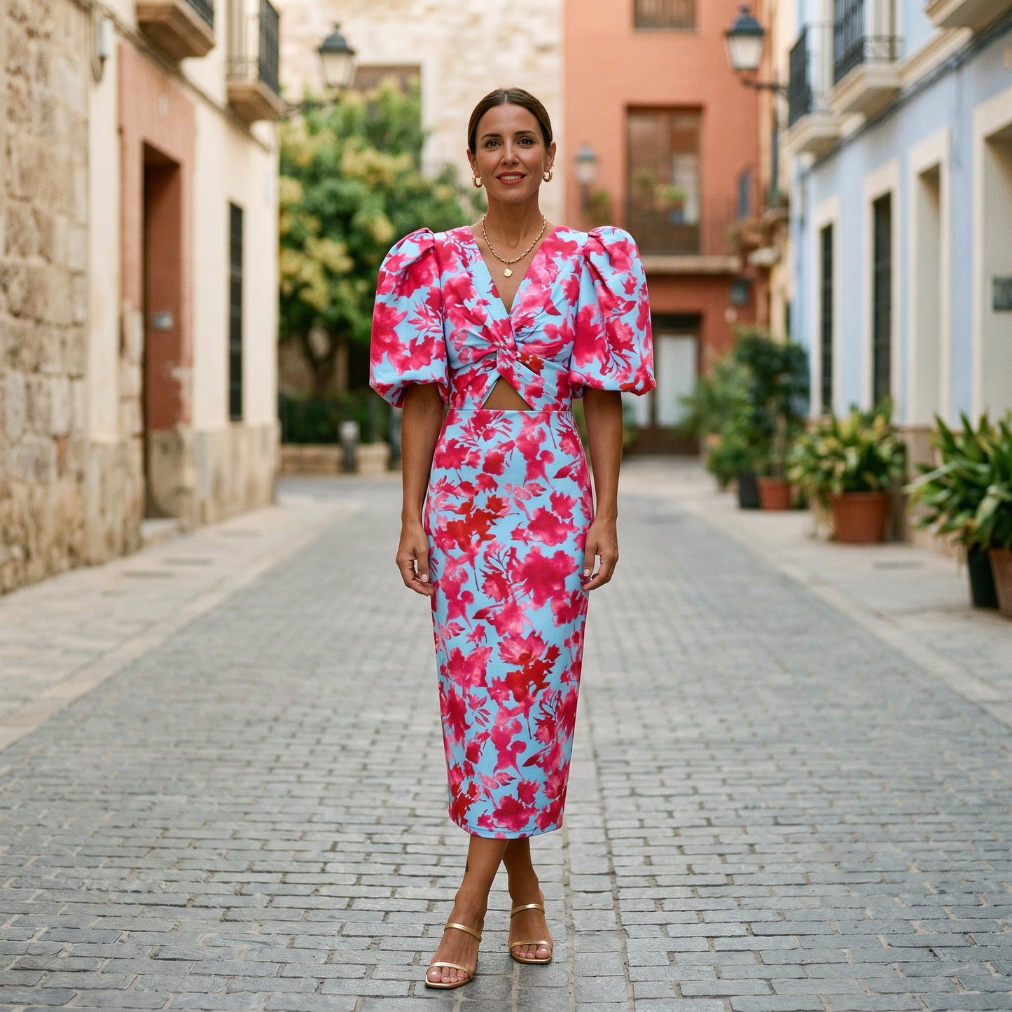 Lily - Formal Women's Maxi Dress with Puff Sleeves and Ruched Bodice