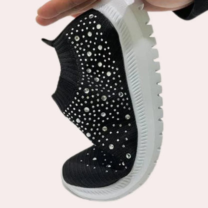 Maisie - Casual Women's Orthopedic Trainers with Crystal Embellished Slip-On Design