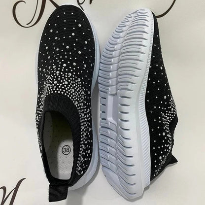 Maisie - Casual Women's Orthopedic Trainers with Crystal Embellished Slip-On Design
