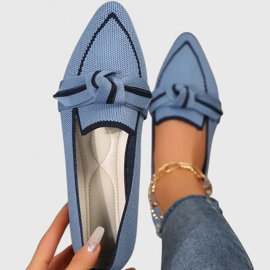 Martha - Preppy Women's Comfort Loafers with Pointed Toe and Knot Bow Detail
