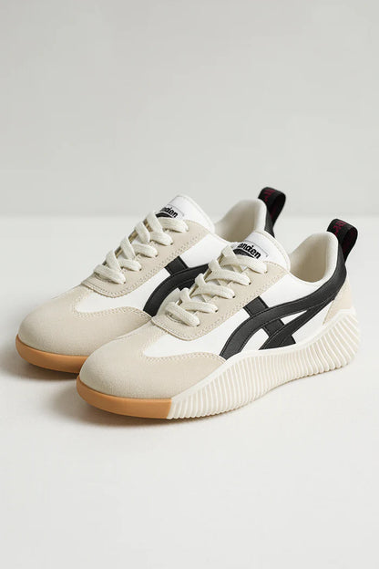 Millie - Casual Women's Trainers with Retro Stripe Panel and Chunky Ridged Sole