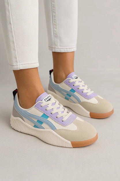 Millie - Casual Women's Trainers with Retro Stripe Panel and Chunky Ridged Sole