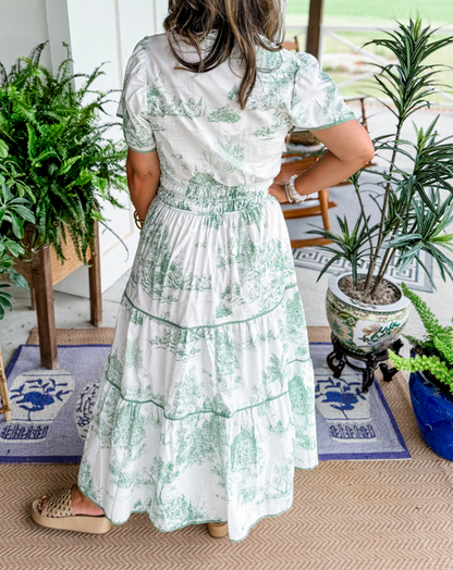 Penelope - Formal Women's Wedding Guest Dress with Belted Waist and Tiered Skirt