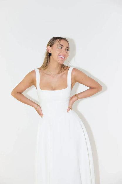 Philippa - Smart Women's Summer Dress with Square Neckline and Fitted Bodice