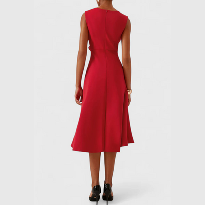 Phoebe - Formal Women's Wedding Guest Dress with Side Ruffle and Asymmetric Hem