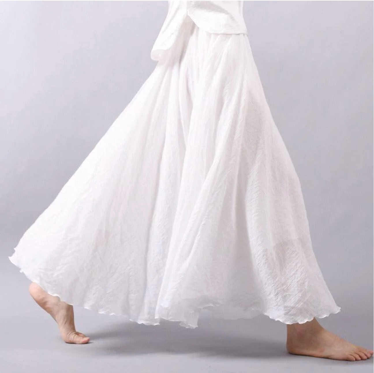 Rosie - Flowy Women's Linen Skirt with Elasticated Waist and Ruffled Hem