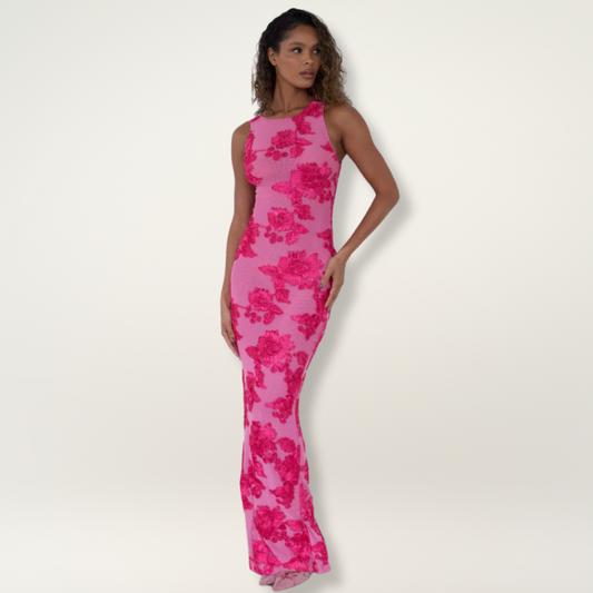 Rosie - Flowy Women's Wedding Guest Maxi Dress with Floral Print and Sleeveless Fit