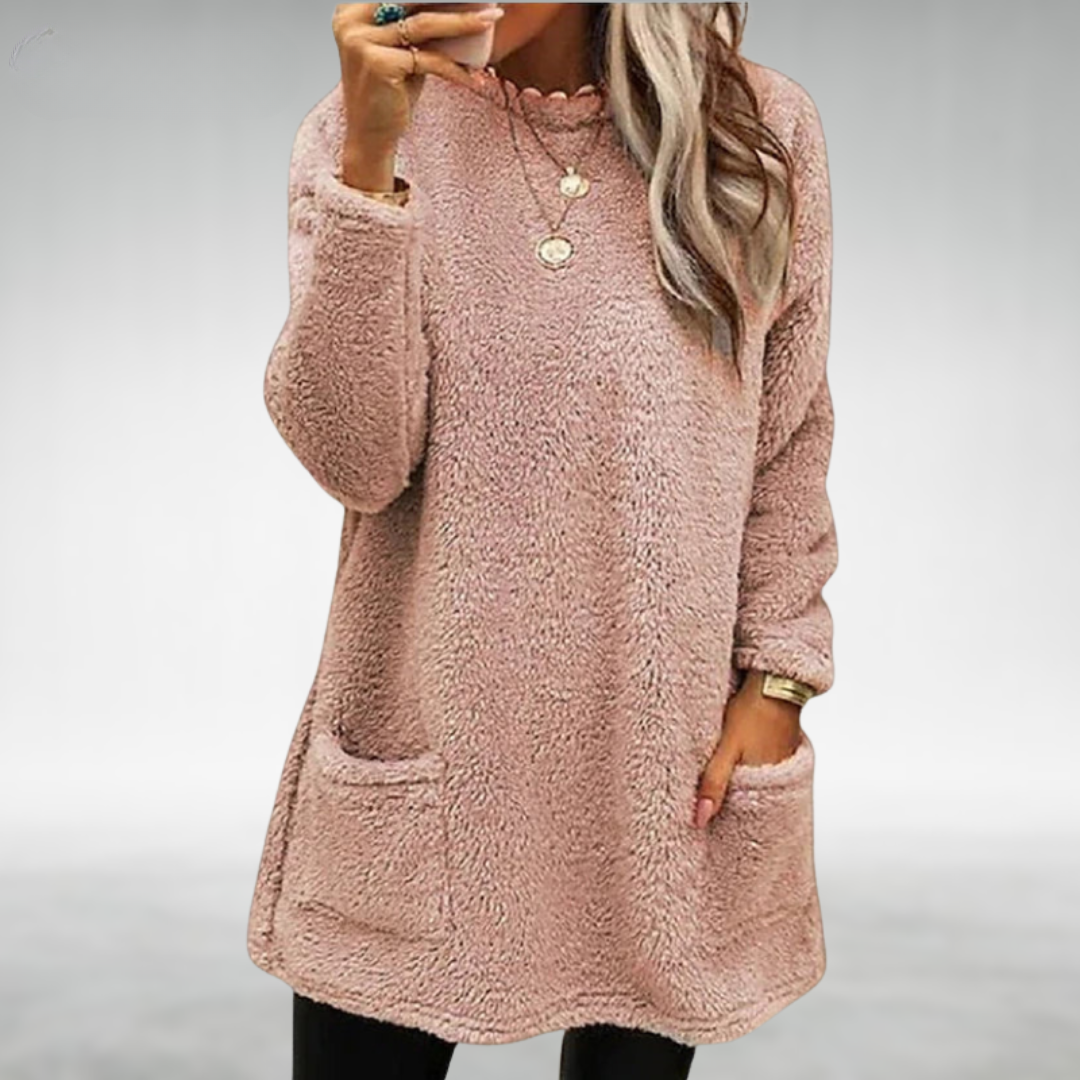 Rosie - Women's Fleece Oversized Pullover with Pockets for Autumn