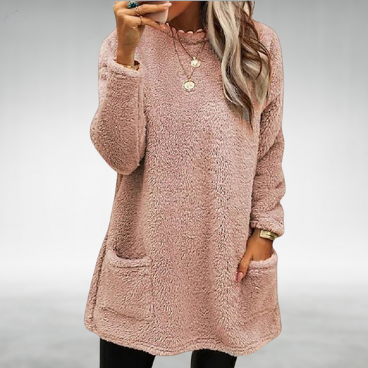 Rosie - Women's Fleece Oversized Pullover with Pockets for Autumn