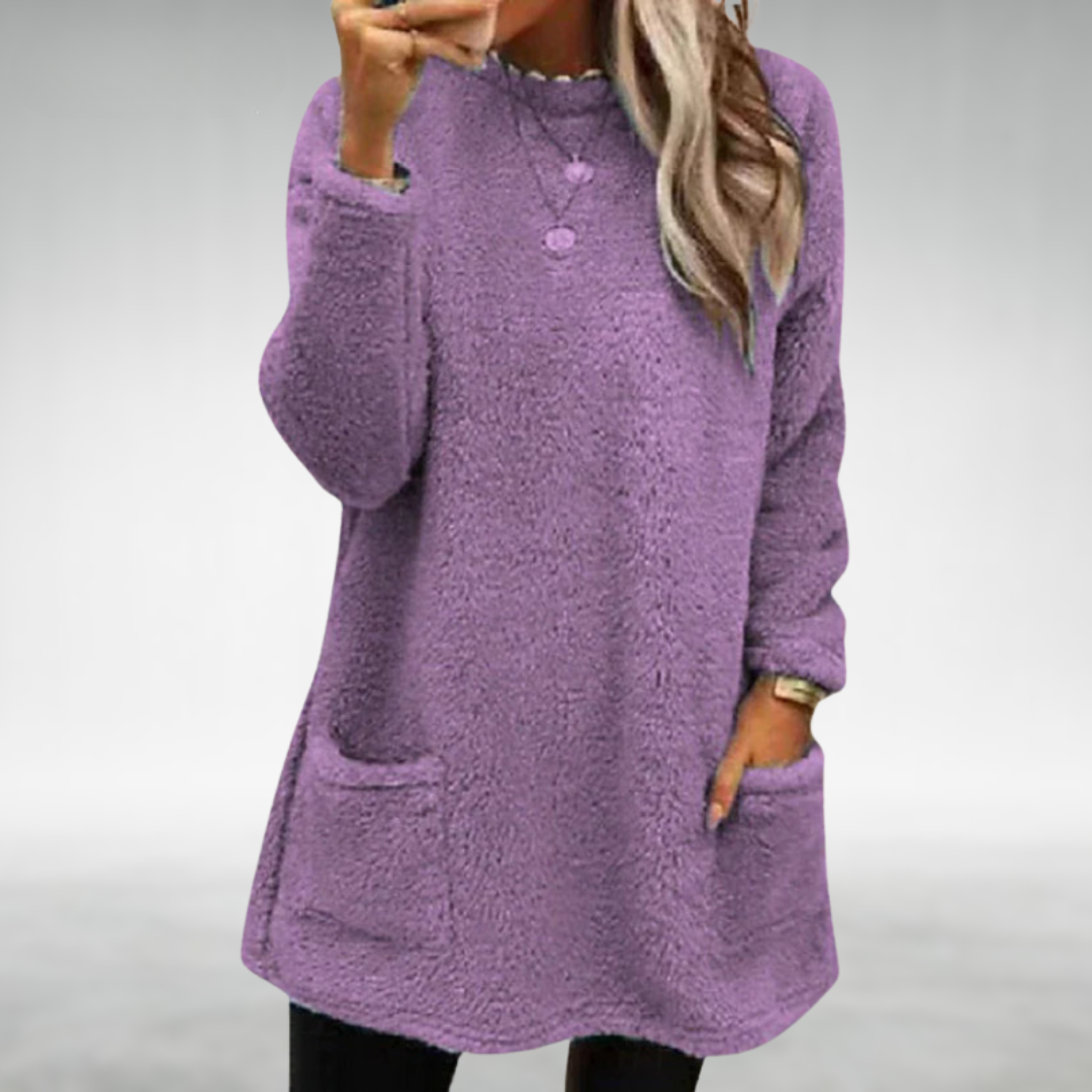 Rosie - Women's Fleece Oversized Pullover with Pockets for Autumn