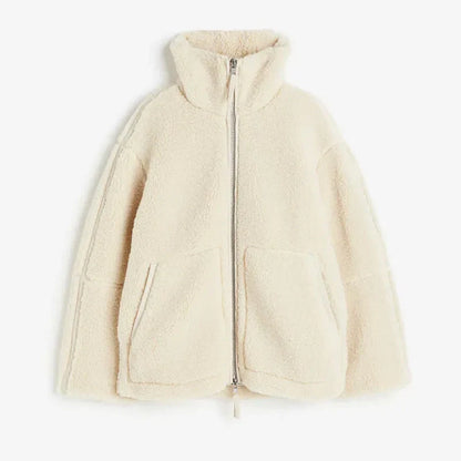Rosie - Women's Oversized Teddy Jacket for Autumn with Funnel Neck