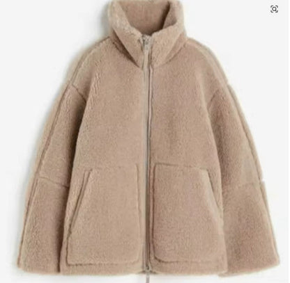 Rosie - Women's Oversized Teddy Jacket for Autumn with Funnel Neck