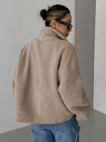 Rosie - Women's Oversized Teddy Jacket for Autumn with Funnel Neck