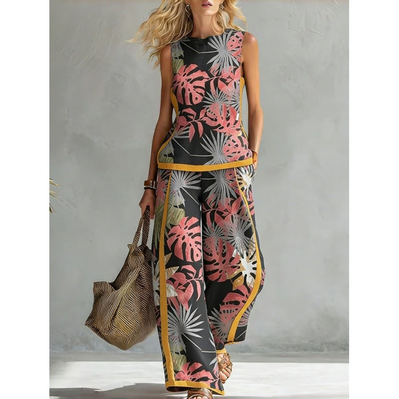 Sophie - Boho Women's Linen Co-ord Set with Wide Leg Trousers