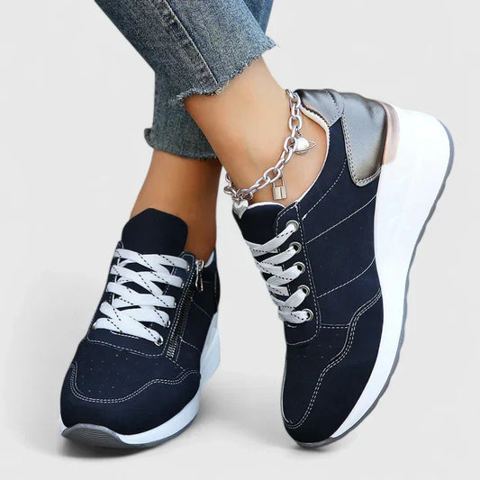 Sophie - Casual Women's Orthopedic Trainers with Side Zip and Two-Tone Design