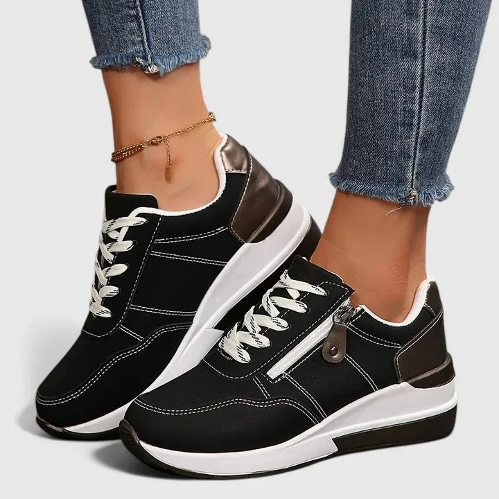 Sophie - Casual Women's Orthopedic Trainers with Side Zip and Two-Tone Design