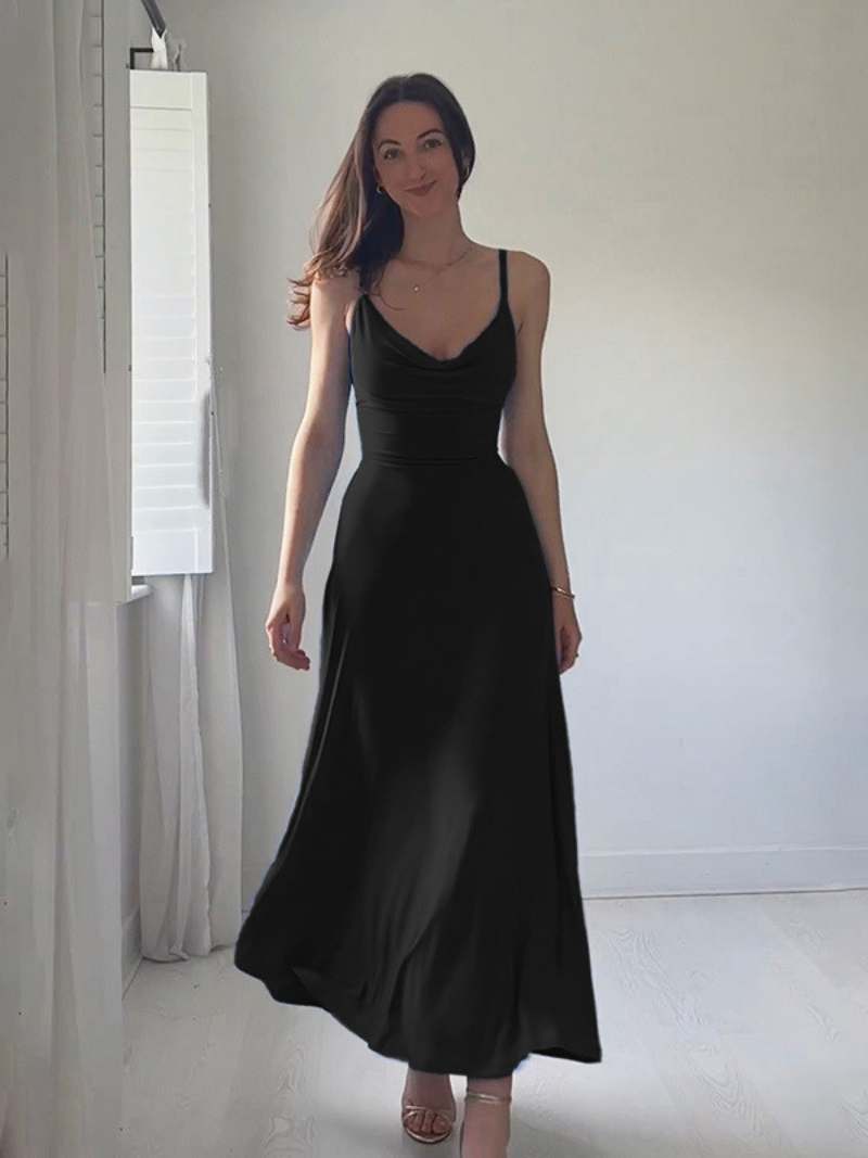 Sophie - Elegant Women's Wedding Guest Maxi Dress with Cowl Neck and Thin Straps
