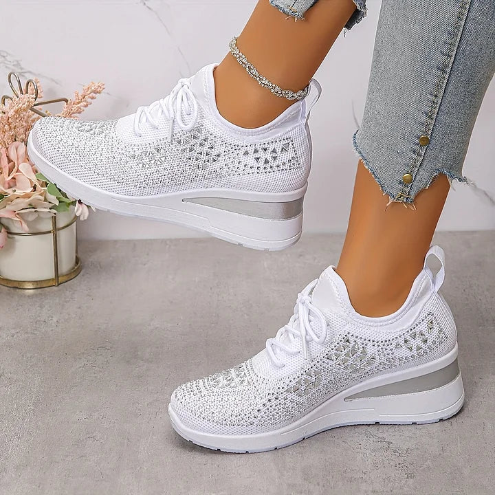 Vera - Glam Women's Orthopedic Trainers with Rhinestone Detail and Cushioned Sole