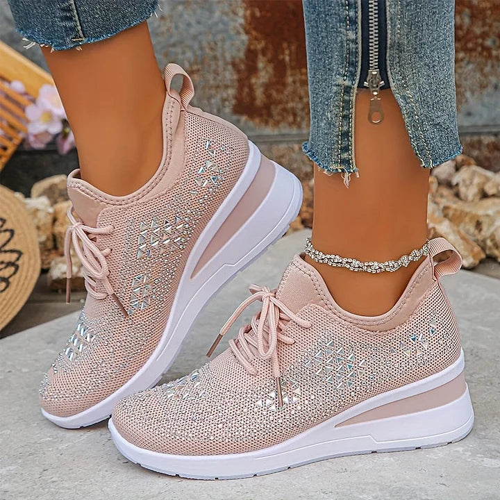 Vera - Glam Women's Orthopedic Trainers with Rhinestone Detail and Cushioned Sole