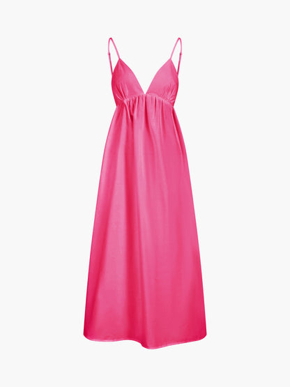Willow - Casual Women's Maxi Dress with V Neck and Cut Out Waist Detail